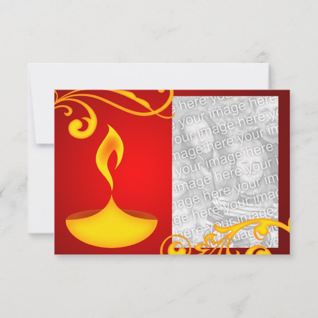 tarjeta de foto de diwali grei : luz preciosa (Anverso)