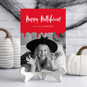 Tarjeta de foto de Driod Blood Red Halloween