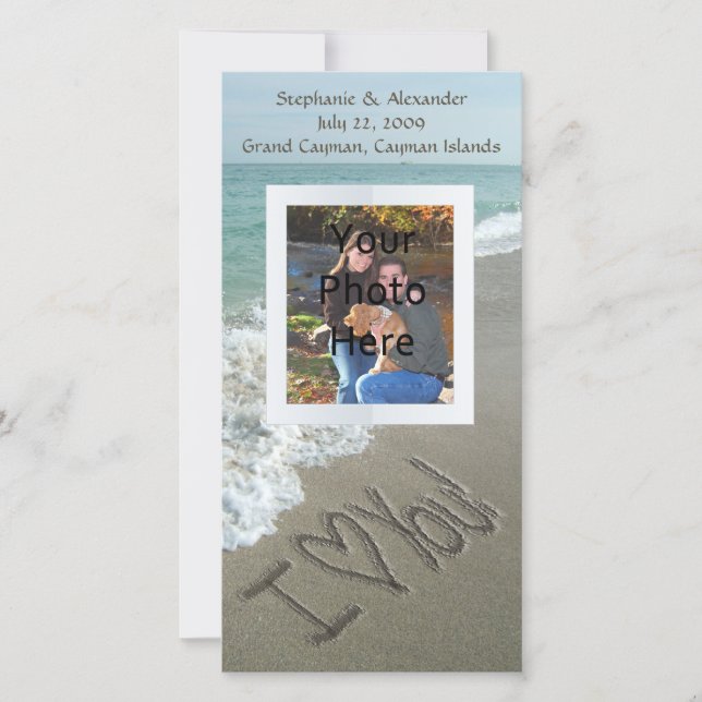 Tarjeta de Foto de Escribiendo Arena en la Playa,  (Anverso)