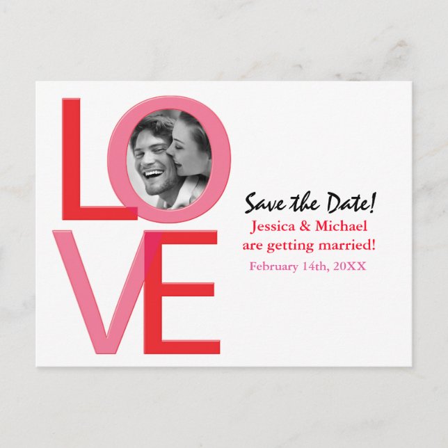 Tarjeta de Foto de Fecha de Boda de San Valentín d (Anverso)