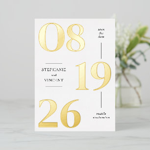 Tarjeta de Foto de Fecha de Boda Moderna con Holog