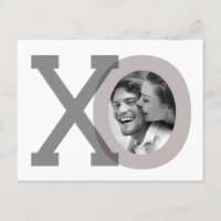 Tarjeta de Foto de Fecha de Boda XO Gris