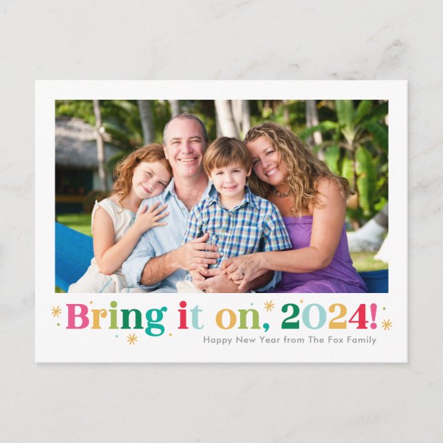 Tarjeta de Foto de Feliz Año Nuevo Bring It On (Anverso)