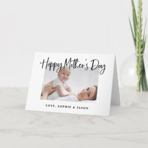 Tarjeta de Foto de Feliz Día de la Madre en Blanco