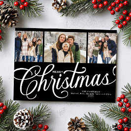 Tarjeta de Foto de Feliz Navidad con Letra Elegant