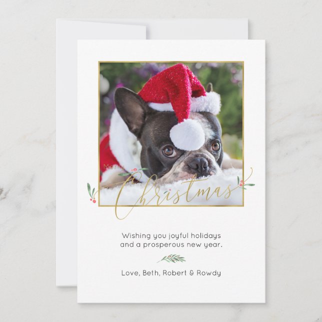 Tarjeta de foto de Feliz Navidad Elegante (Anverso)