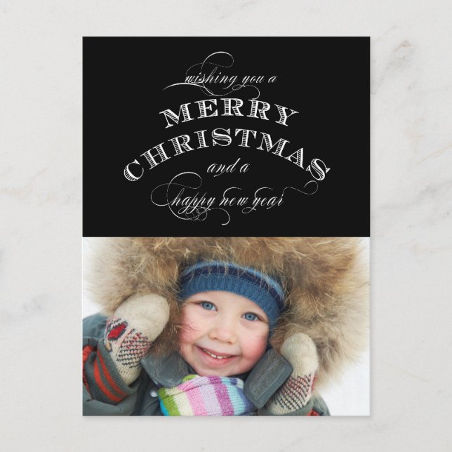 TARJETA DE FOTO DE FESTIVIDAD DE navidades | NEGRO (Anverso)