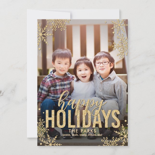 Tarjeta de foto de festividades de Snowflakes con  (Anverso)