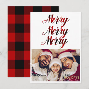 Tarjeta de Foto de Fiesta con Cuadros de Búfalo Ro