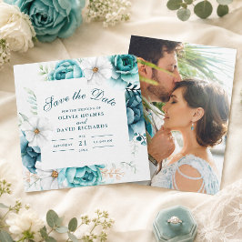 Tarjeta de Foto de Flor Silvestre Teal para Guarda