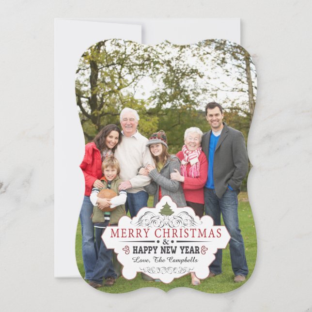 Tarjeta de Foto de Forma Curva Antiguo (Anverso)