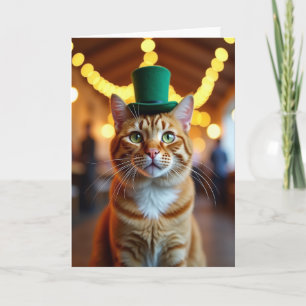 Tarjeta de Foto de Gato Pelirrojo con Sombrero de