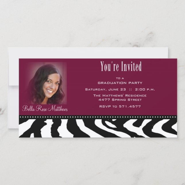 Tarjeta de foto de graduación de Black Zebra (Anverso)