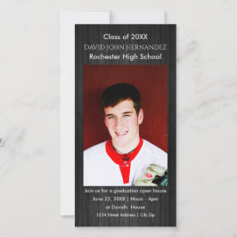 Tarjeta de foto de graduación de madera gris moder