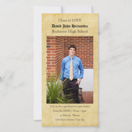 Tarjeta de foto de graduación en papel vintage