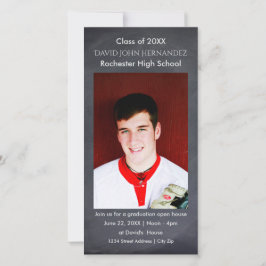 Tarjeta de foto de graduación en pizarra