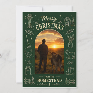 Tarjeta de Foto de Granja Feliz Navidad en la Haci
