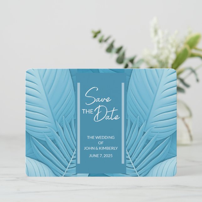 Tarjeta de Foto de Guardar la Fecha de Boda en Ver (Anverso de pie)