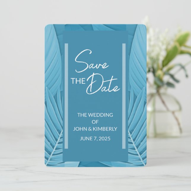 Tarjeta de Foto de Guardar la Fecha de Boda en Ver (Anverso de pie)