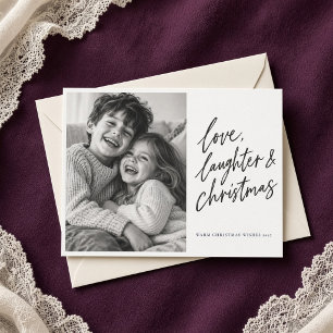 Tarjeta de foto de guión de amor risa y Navidad