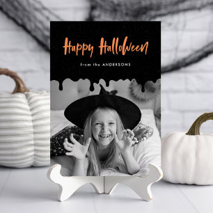Tarjeta de Foto de Halloween con Sangre Goteando