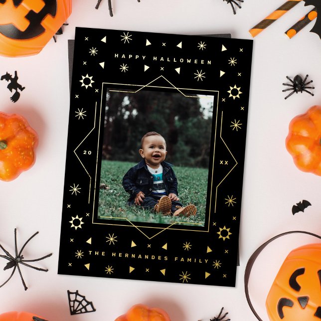 Tarjeta de foto de Halloween de fiesta geométrica  (Subido por el creador)