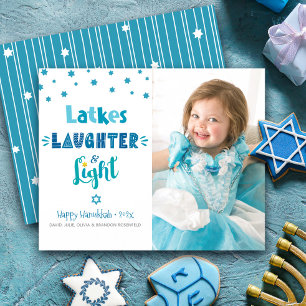 Tarjeta de Foto de Hanukkah con Latkes de Risa y L
