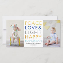 Tarjeta de Foto de Hanukkah Tipografía Amor y Luz