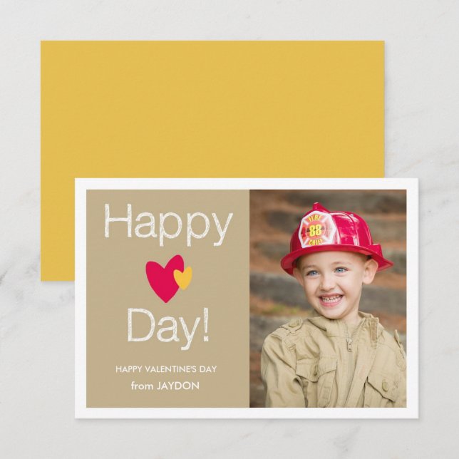 Tarjeta de foto de Happy Heart Day Valentine (Anverso / Reverso)