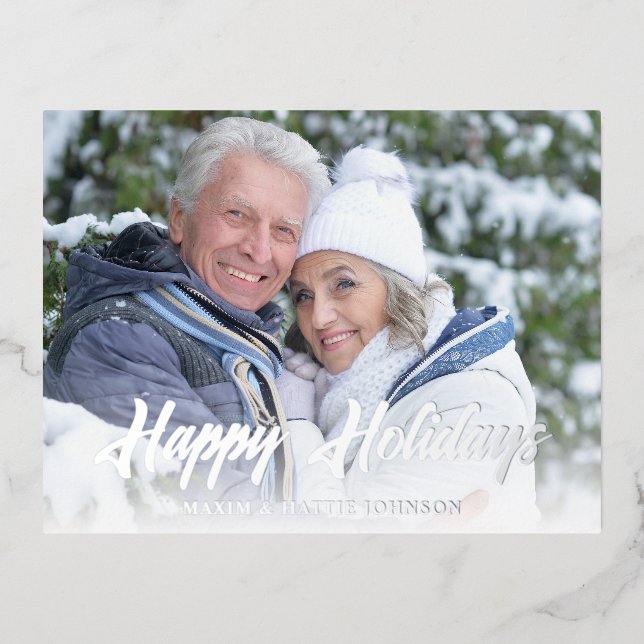 Tarjeta de Foto de Invierno de Felices Fiestas en  (Anverso)