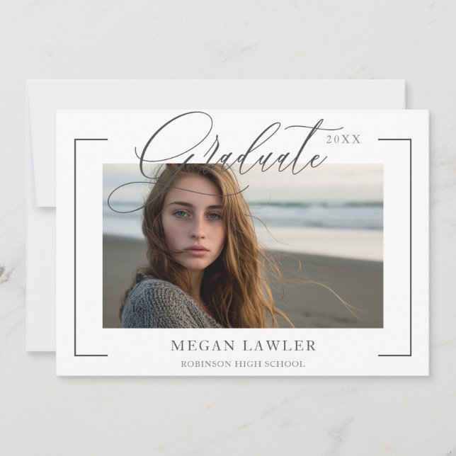 Tarjeta de foto de invitación a la fiesta de gradu (Anverso)