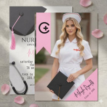 Tarjeta de foto de invitación de graduación de enf