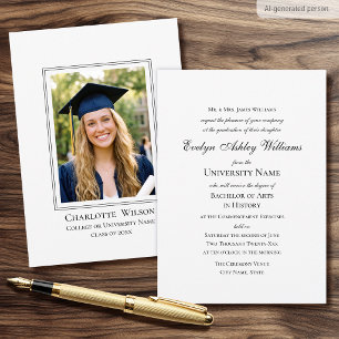 Tarjeta de foto de invitación de graduación formal