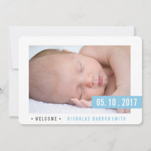 Tarjeta de foto de invitación elegante BLUE BOY MO