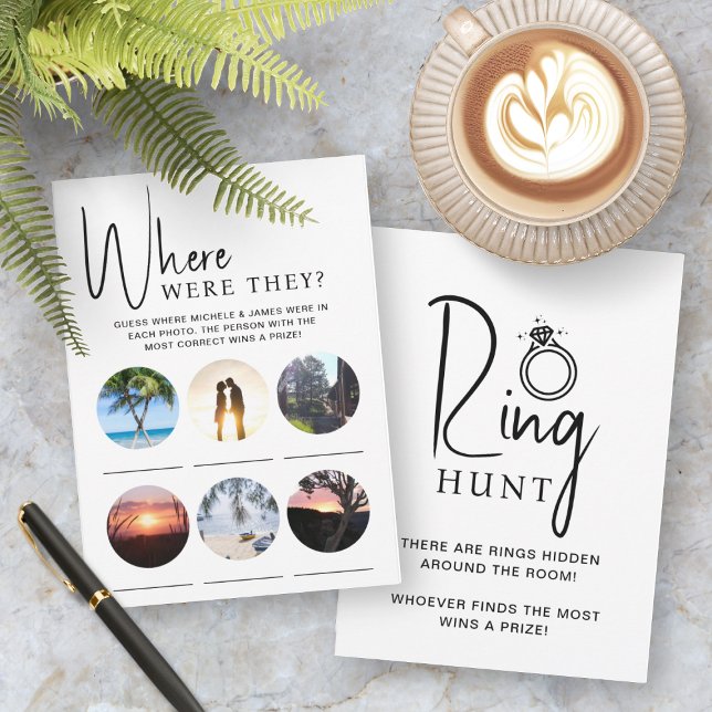 Tarjeta de foto de juegos de ducha de novia y caza (Front and Back View)