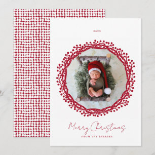 tarjeta de foto de la corteza de berry para navida
