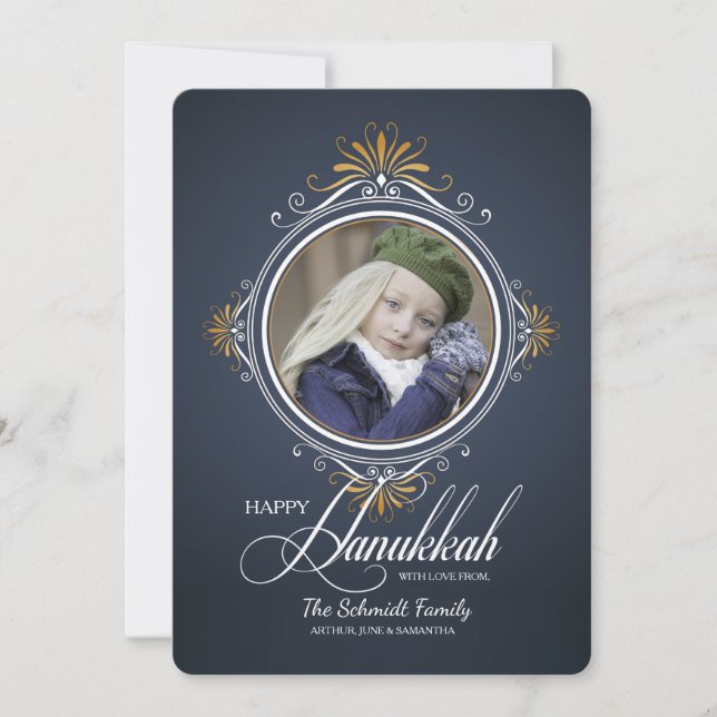 Tarjeta de Foto de la Fiesta de Hanukkah (Anverso)