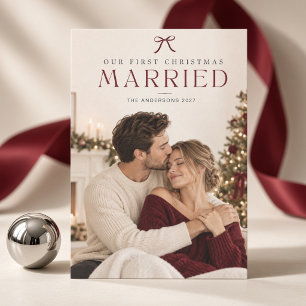 Tarjeta de foto de la primera Navidad casados con