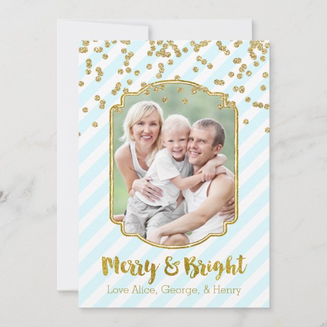 Tarjeta de foto de las franjas azul cielo azul de  (Anverso)