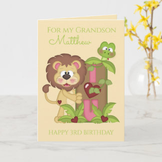 Tarjeta de foto de león adorable para el tercer cu