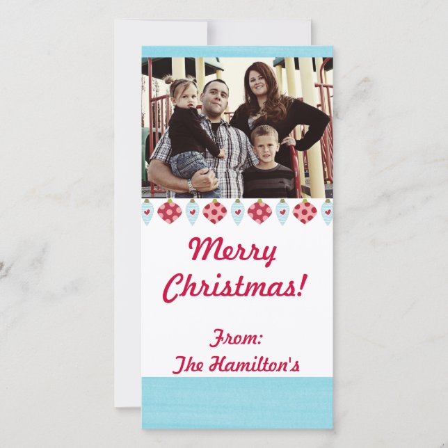 Tarjeta de FOTO de los Ornamentos de Navidad de 4x (Anverso)