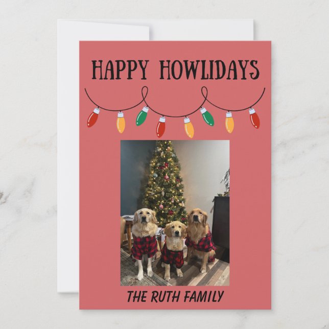 Tarjeta de foto de luces de Navidad de Feliz Howli (Anverso)