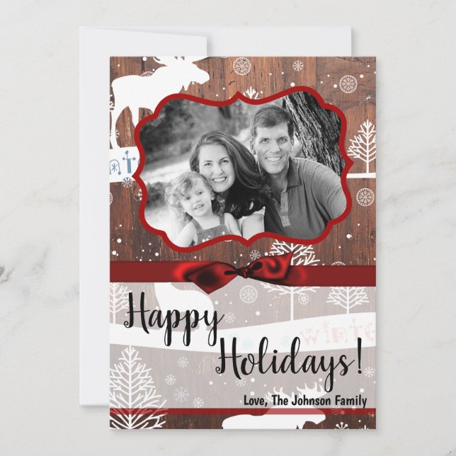 Tarjeta de FOTO de maletero de venado de leña para (Anverso)