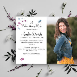 Tarjeta de Foto de Mariposa Azul Rosa en Memoria A