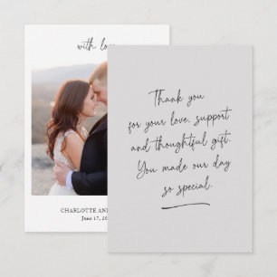 Tarjeta de foto de mensaje de agradecimiento gris
