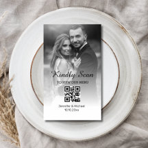 tarjeta de foto de menú de boda de código qr mínim