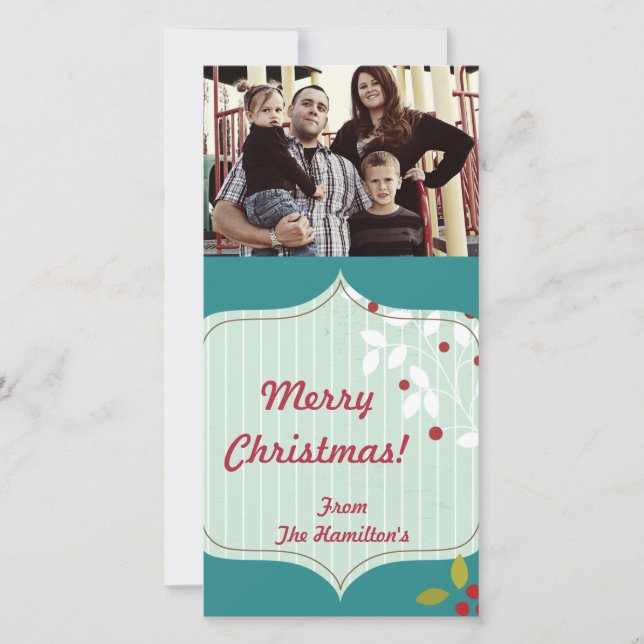Tarjeta de foto de navidad 4x8 Cranberry (Anverso)