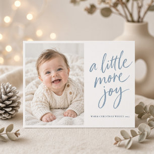 Tarjeta de Foto de Navidad A Little More Joy Blue
