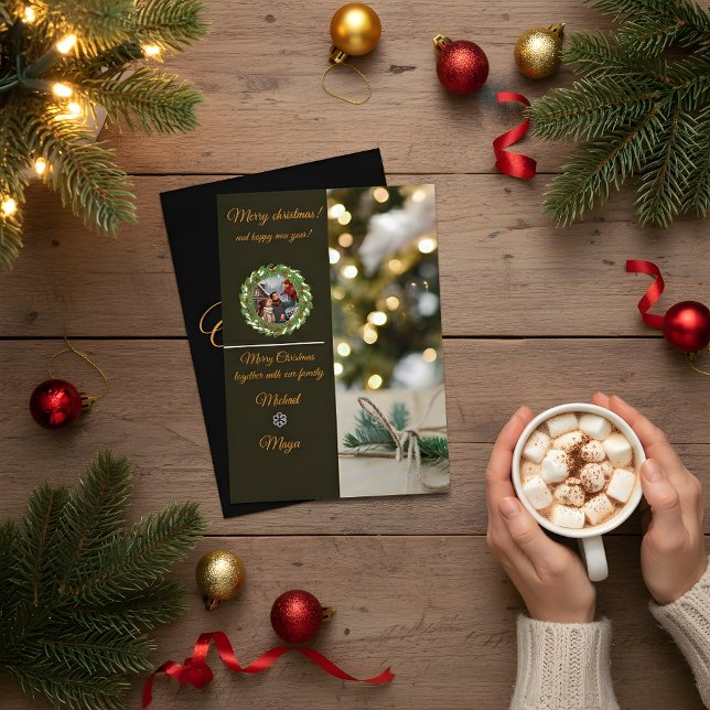 Tarjeta de Foto de Navidad Chic Dark Snowflake (Subido por el creador)