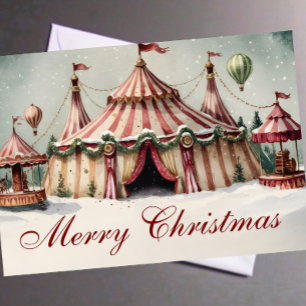 Tarjeta de Foto de Navidad Circense con Acuarela R
